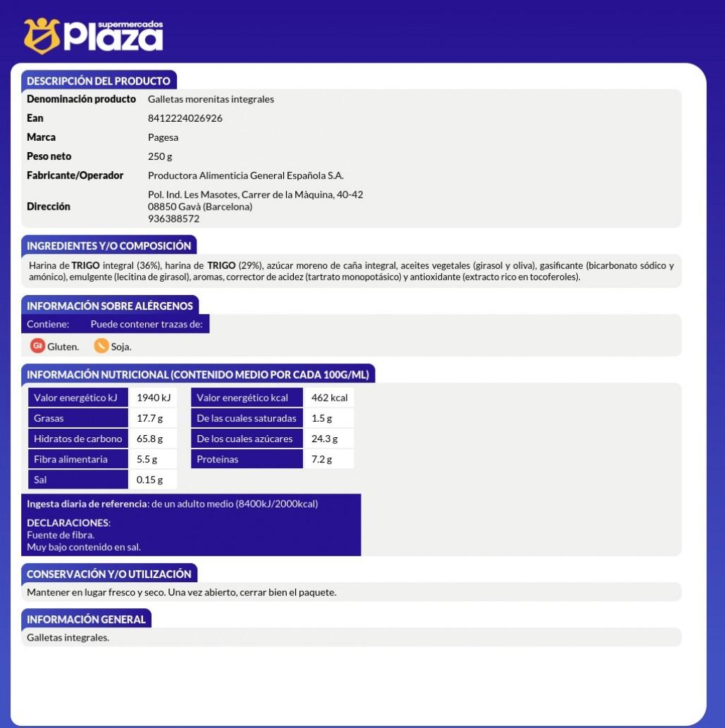MORENITAS INTEGRALES, 250G DIAT RADISSON