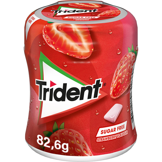 CHICLES FRESA S/AZUCAR ,BOTE 82G TRIDENT