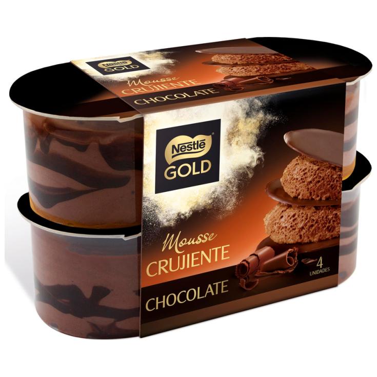 MOUSSE CRUJIENTE DE CHOCOLATE, 4X57GR NESTLÉ GOLD