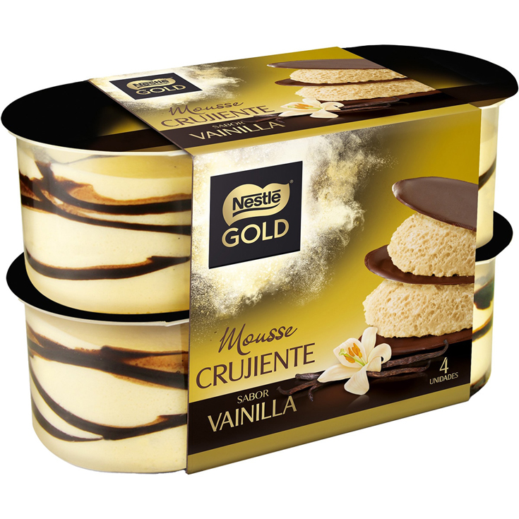 MOUSSE CRUJIENTE DE VAINILLA, 4X57GR NESTLÉ GOLD