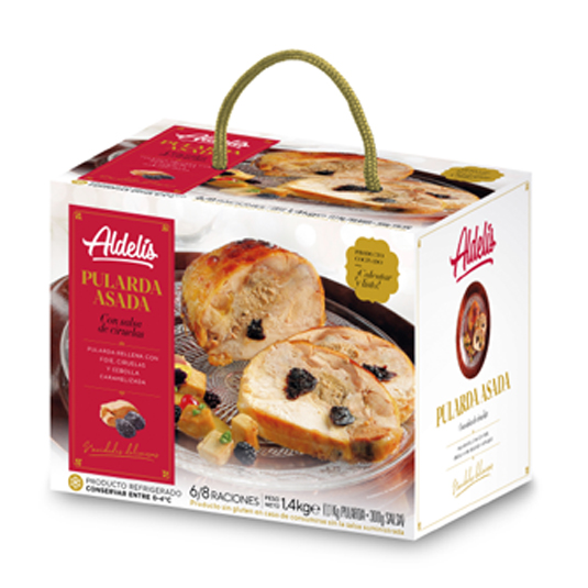 PULARDA ASADA CON FOIE,CIRUELAS Y CEBOLLA CARAMELIZADA ALDEL