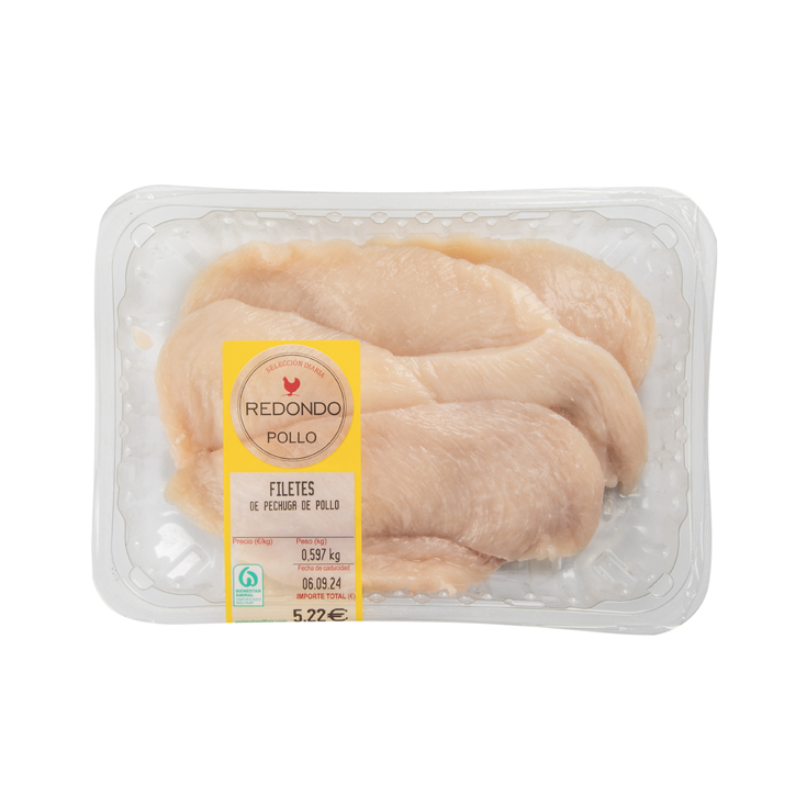 FILETES DE POLLO BANDEJA, 650G APROX REDONDO