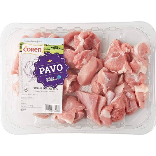 ESTOFADO DE PAVO TROCEADO BANDEJA, 500GR APROX COREN