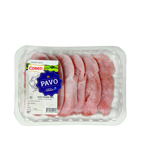 PECHUGA FILETEADA DE PAVO BANDEJA, 500GR APROX COREN