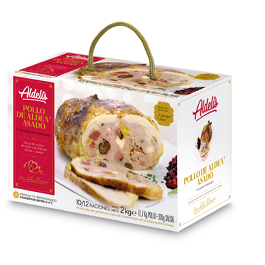 POLLO ALDEA ASADO FRUTOS SECOS, JAMON Y SALSA DE MANZANA ALD