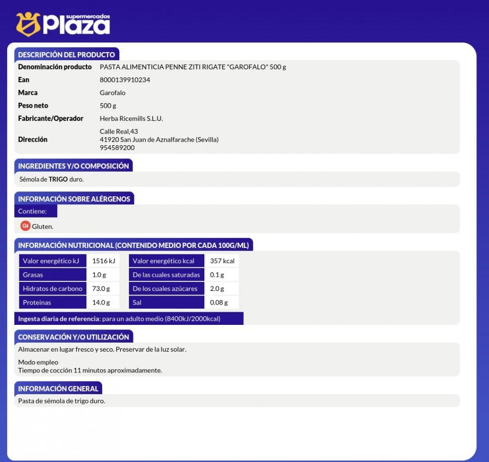 PENNE ZITI RIGATE, 500GR GAROFALO