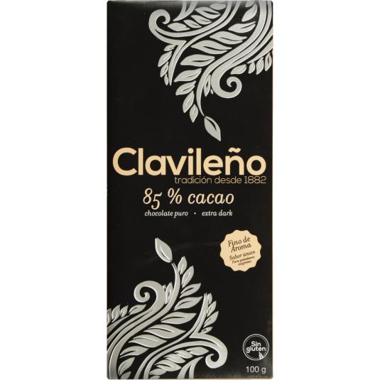 CHOCOLATE NEGRO 85%, 100G CLAVILEÑO