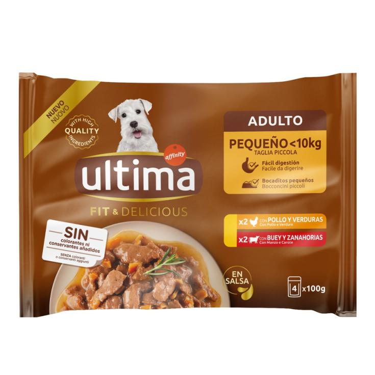 FIT&DELICIUS COMIDA HUMEDA PARA PERROS,4X100GR ULTIMA