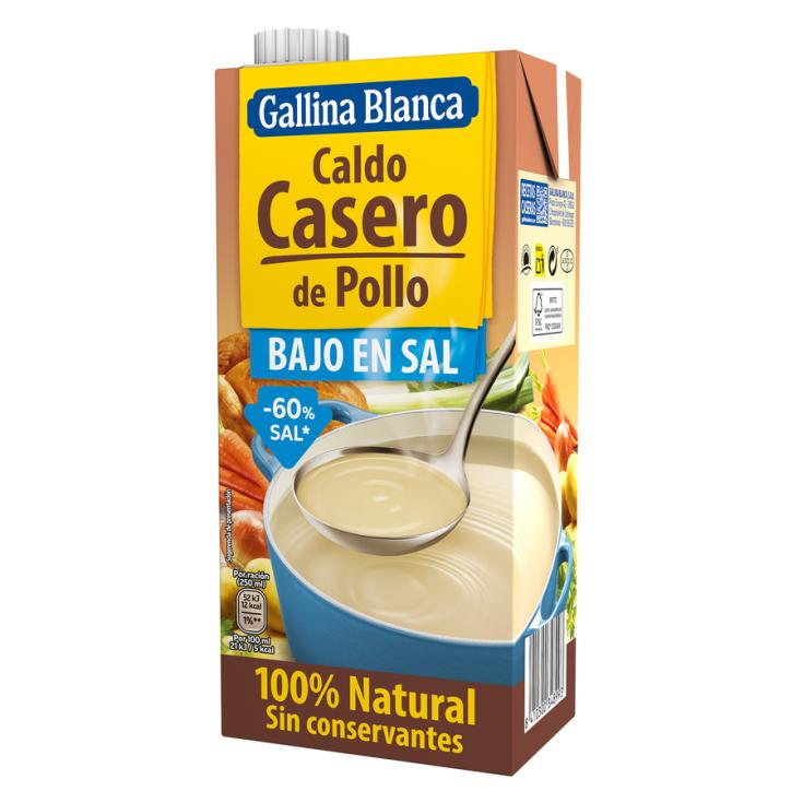 CALDO DE POLLO BAJO EN SAL, 1L GALLINA BLANCA