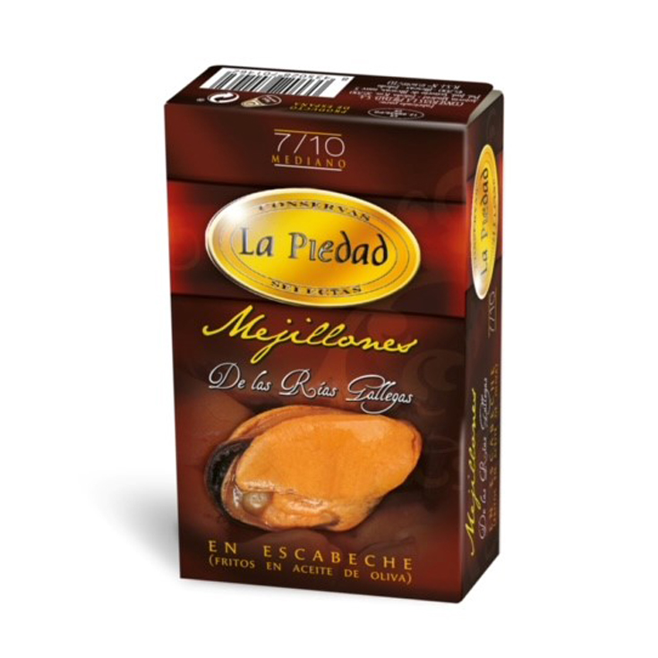 MEJILLONES ESCABECHE 7/10 PIEZAS, 69G LA PIEDAD