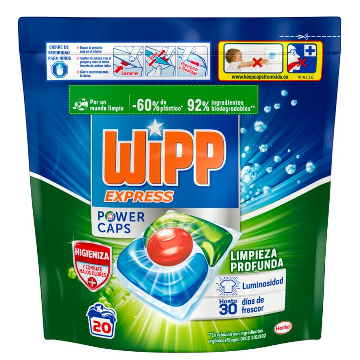 DETERGENTE MAQUINA POWER CAPS ,20UD WIPP EXPRESS