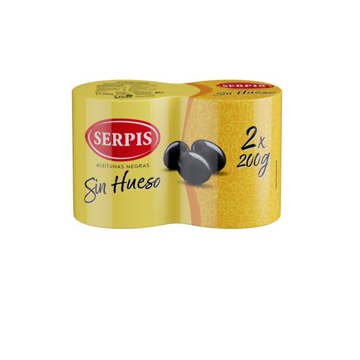 ACEITUNAS NEGRAS SIN HUESO, 2X85G SERPIS