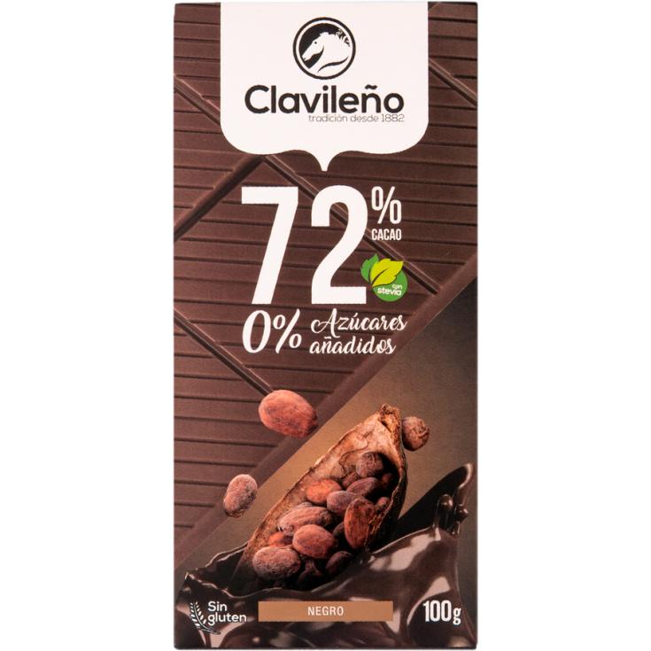 CHOCOLATE NEGRO 72% S/AZUCAR , 100G CLAVILEÑO