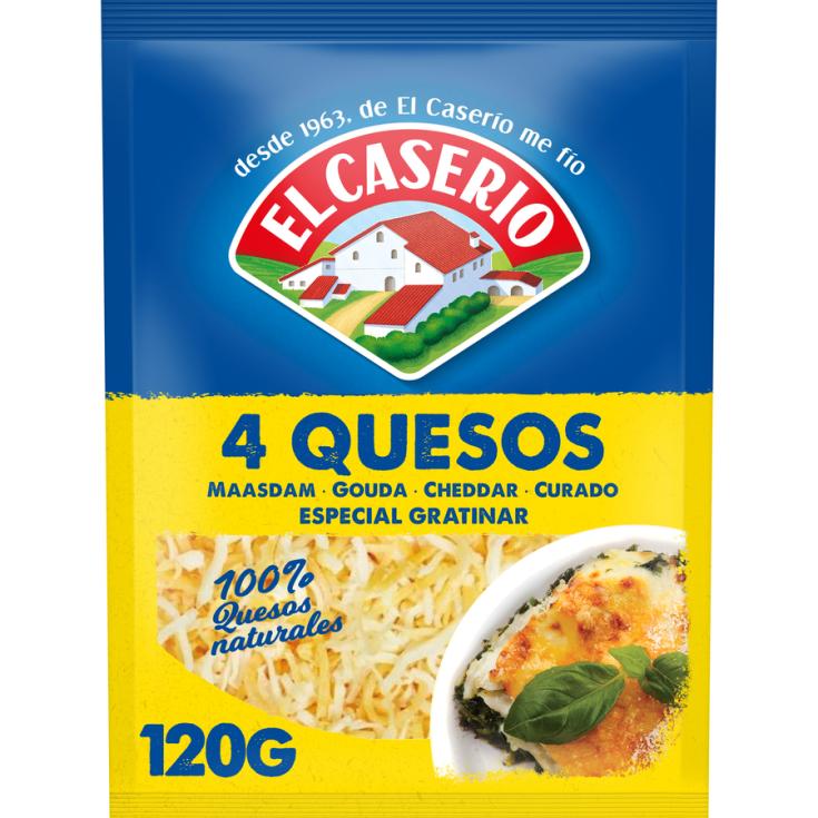 QUESO RALLADO 4 QUESOS, 120G EL CASERIO