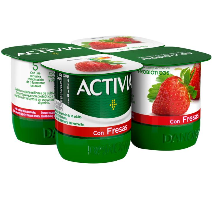 YOGUR ACTIVIA CON FRESAS, 4X120GR DANONE