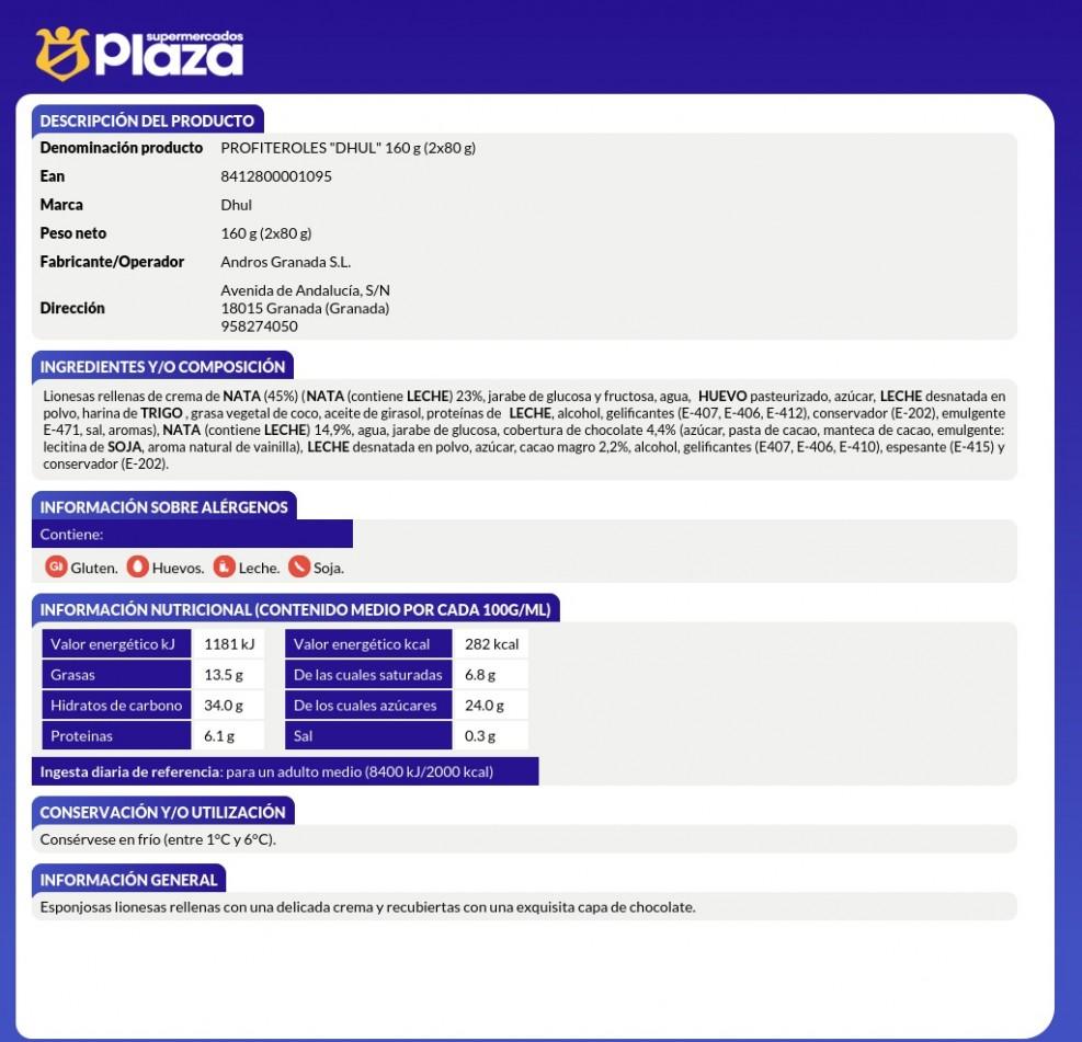 POSTRE PROFITEROLES P2 X60 ,120GRS. DHUL