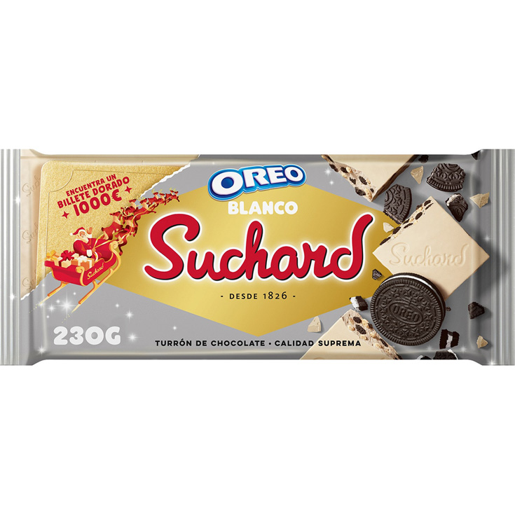 TURRON CHOCOLATE BLANCO CON OREO, 230G SUCHARD