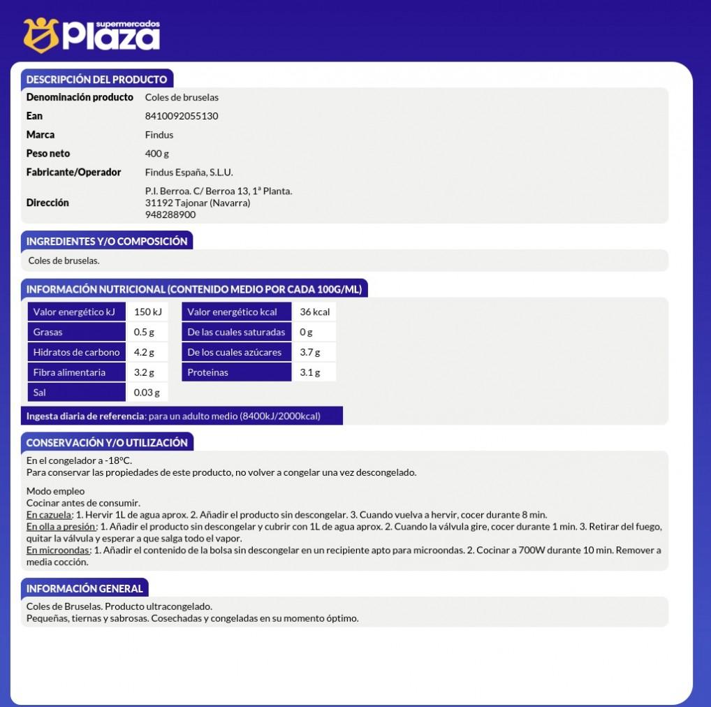 COLES DE BRUSELAS ,400G FINDUS 