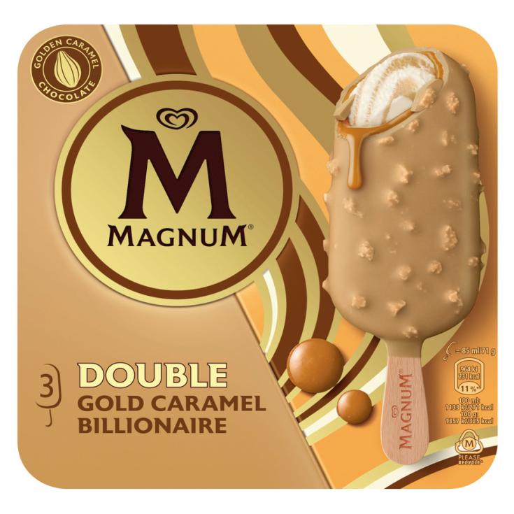 HELADO GOLD CARAMEL BILLIONAIRE, 88ML X3 MAGNUM