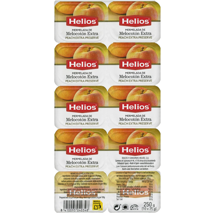 MERMELADA DE MELOCOTON, 10X25G HELIOS