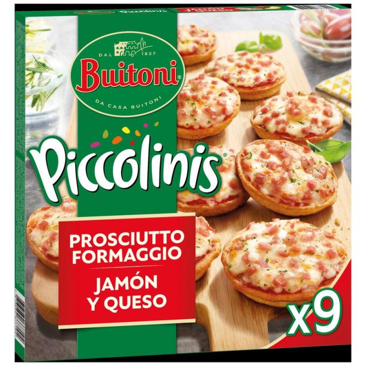 MINI PIZZAS JAMON Y QUESO, 9 UD 270G BUITONI