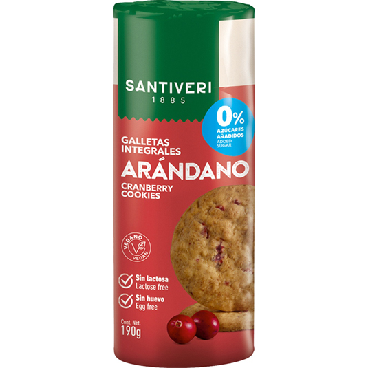 GALLETAS DIGESTIVE ARANDANOS 0% AZUCAR 190GR SANTIVERI