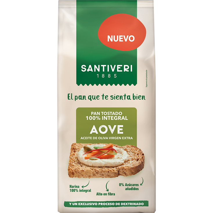 PAN TOSTADO 100% INTEGRAL AOVE 200GR SANTIVERI