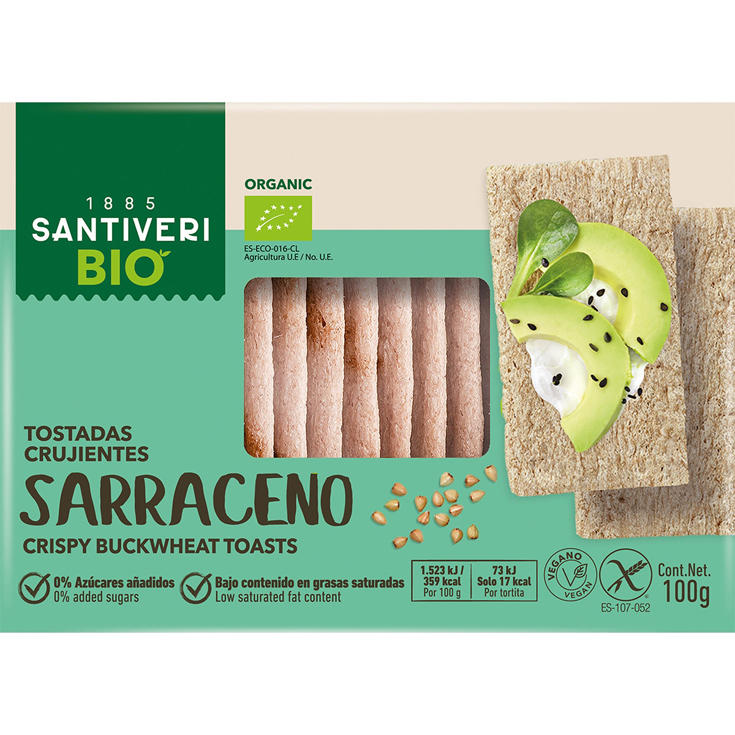 TOSTADAS TRIGO SARRACENO BIO, 100G SANTIVERI