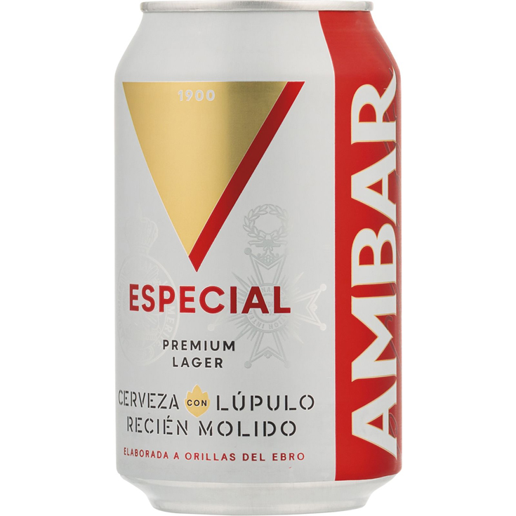 CERVEZA ESPECIAL, LATA 33CL AMBAR