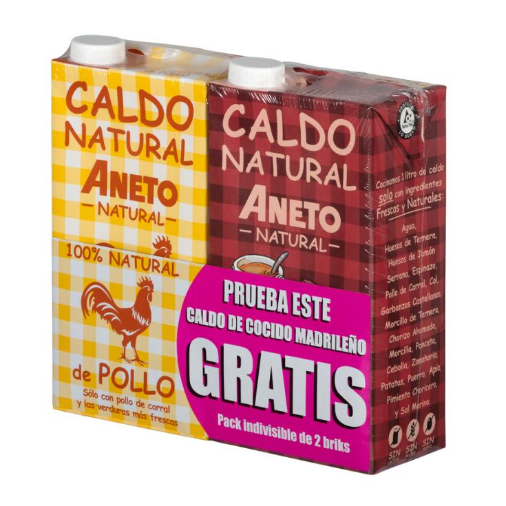 CALDO DE POLLO + CALDO DE COCIDO, 1L ANETO