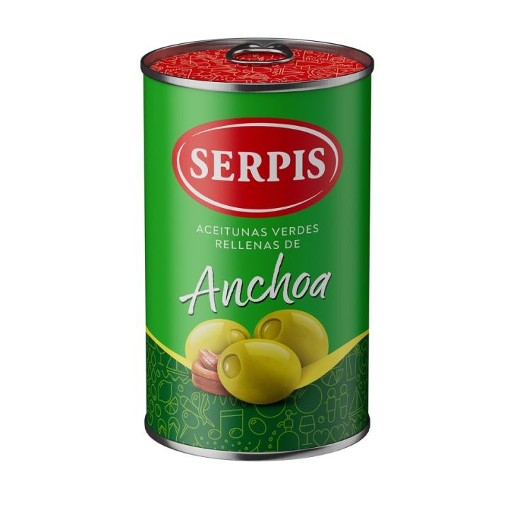 ACEITUNAS RELLENAS DE ANCHOA, 130GR SERPIS