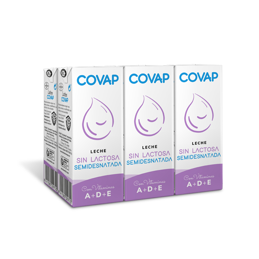 LECHE CLASICA SEMIDESNATADA SIN LACTOSA, 6*200 COVAP