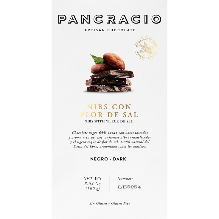 CHOCOLATE NIBS FLOR DE SAL, 100G PANCRACIO