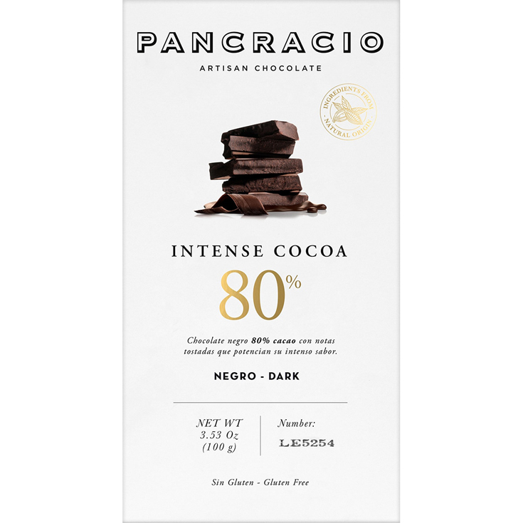 CHOCOLATE INTENSO 80%, 100G PANCRACIO