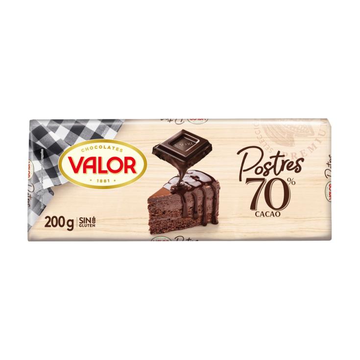 CHOCOLATE NEGRO 70% POSTRES, 200G VALOR