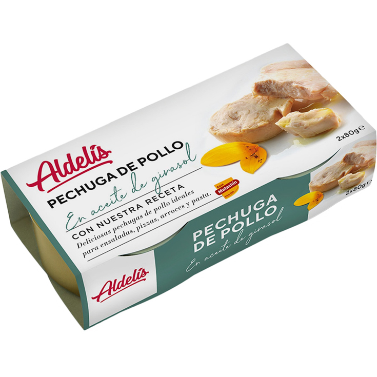 PECHUGA DE POLLO ACEITE DE GIRASOL, 155G ALDELIS