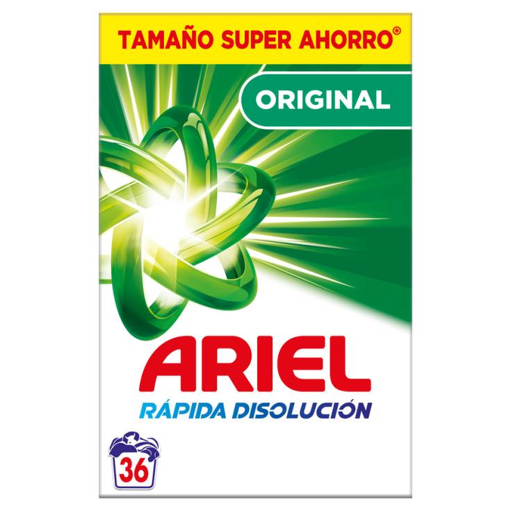 DETERGENTE MAQUINA POLVO MALETA 30+6 CACITOS ARIEL