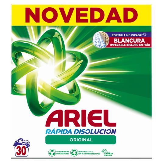 DETERGENTE MAQUINA POLVO MALETA 30+6 CACITOS ARIEL