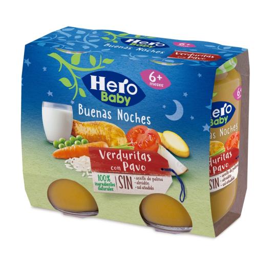 VERDURAS CON PAVO, 2X190GR HERO BABY