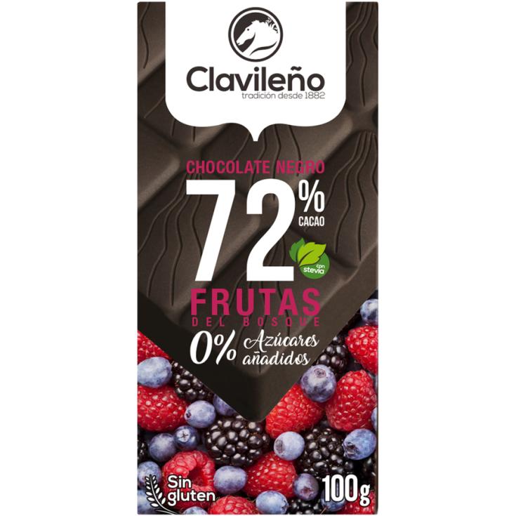 CHOCOLATE NEGRO SIN AZUCAR 70% FRUTAS BOSQUE, 100G CLAVILEÑO