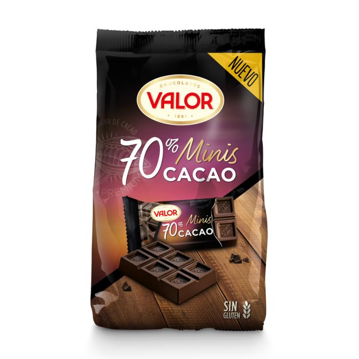 MINI TABLETAS CHOCOLATE NEGRO 70%, 171G VALOR