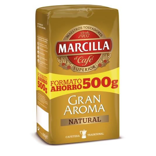 CAFE MOLIDO NATURAL GRAN AROMA, 500G MARCILLA