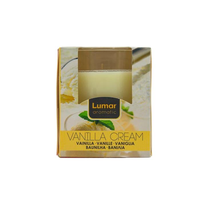 VELA VASO CRISTAL VAINILLA, 140 GR LUMAR