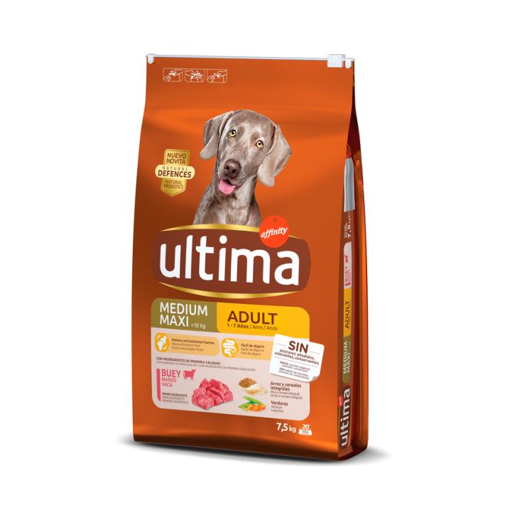 PIENSO PERRO ADULTO MEDIUM/MAX BUEY, 7.5 ULTIMA