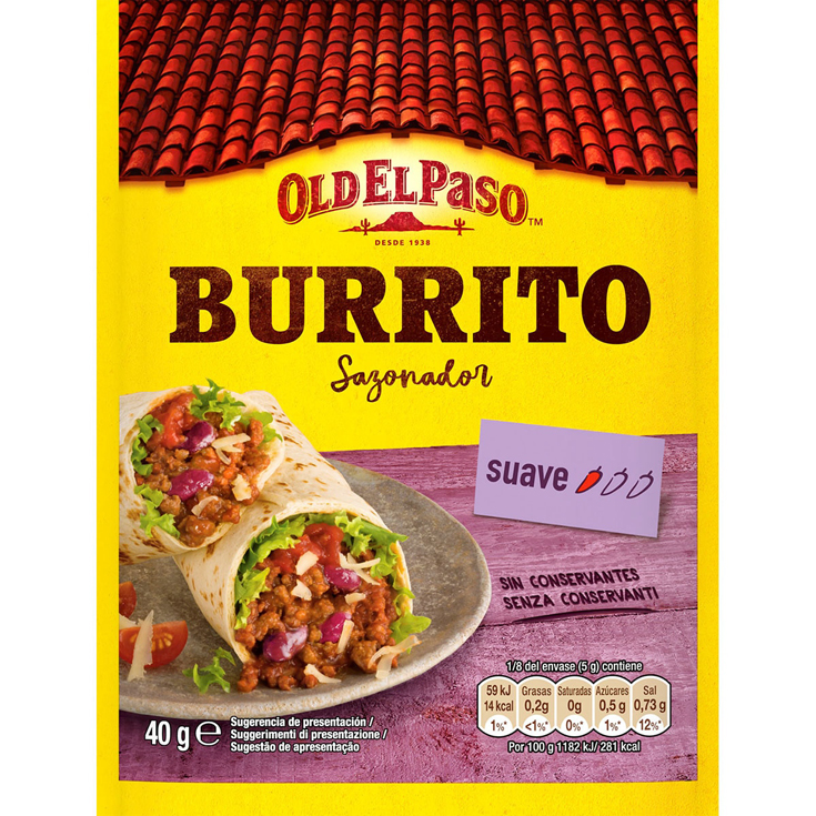 SAZONADOR PARA BURRITO SOBRE, 40G OLD EL PASO