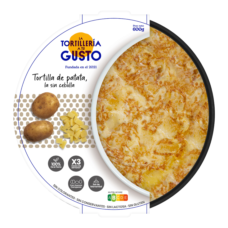 TORTILLA DE PATATA SIN CEBOLLA, 600G TORTILLERIA A TU GUSTO