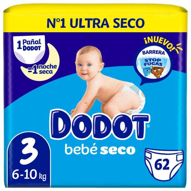 PAÑAL BEBE SECO TALLA 3, (6-10 KG) 62UDS DODOT