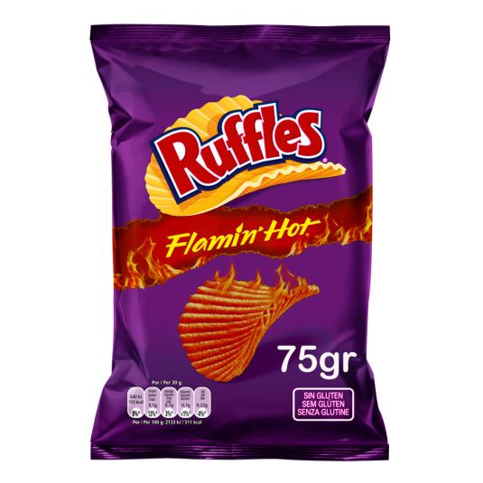 PATATAS FRITAS ONDULADAS FLAMIN HOT, 75G RUFFLES