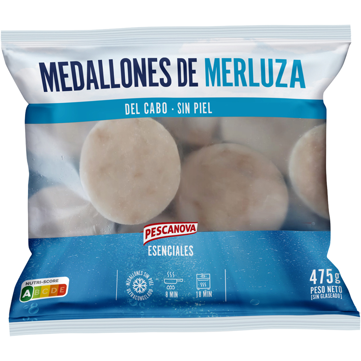 MEDALLONES DE MERLUZA SIN PIEL , 475G PESCANOVA