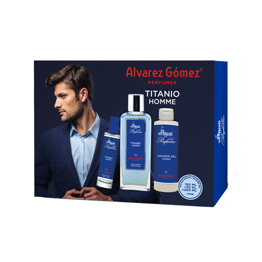 ESTUCHE AGUA DE PERFUME TITANIO 150ML + 30 ML + GEL 200 ML A